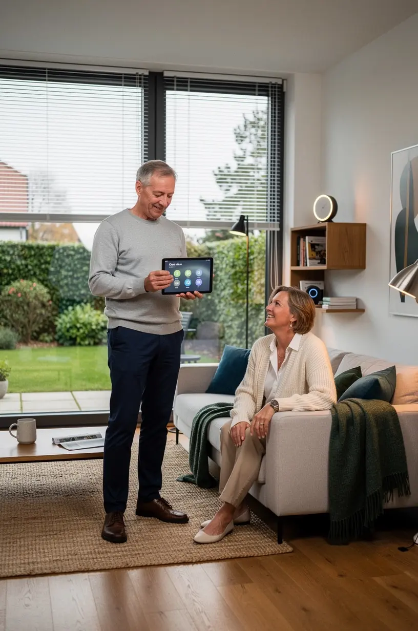 Intelligente Steuerungseinheit zur zentralen Verwaltung von Smart-Home-Komponenten per Sprachbefehl.